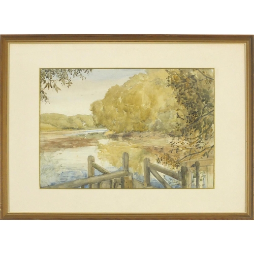 1289 - Philip Pimlott 1927 - Beaulieu River, watercolour, inscribed verso, mounted, framed and glazed, 40cm... 