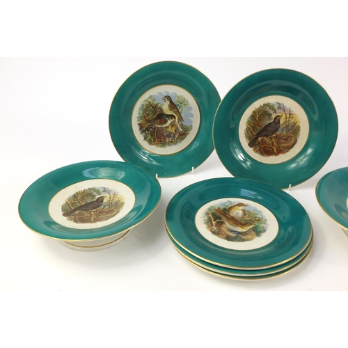 1033 - Victorian ceramics including part dessert service decorated with birds and a salt glazed Staffordshi... 