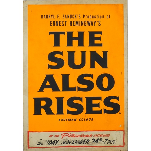 1387 - ** WITHDRAWN ** Four vintage advertising film boards including The Sun Also Rises, each 81.5cm x 55.... 