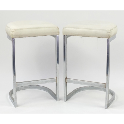 1624 - Pair of 1970's Dillingham MFG chrome stools, each 74cm high