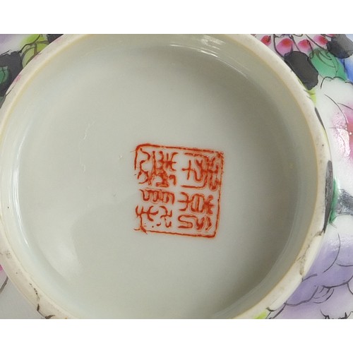 1245 - Chinese porcelain rice bowls and covers, some with saucers, each hand painted, the largest 22cm in l... 