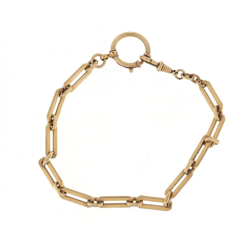 600 - Victorian gold coloured metal watch chain, 26cm in length