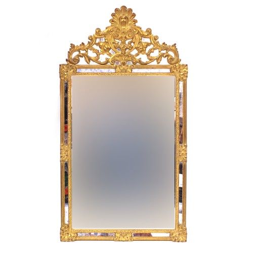 1600 - 19th century design ornate gilt framed mirror, 125.5cm  high x 67.5cm wide