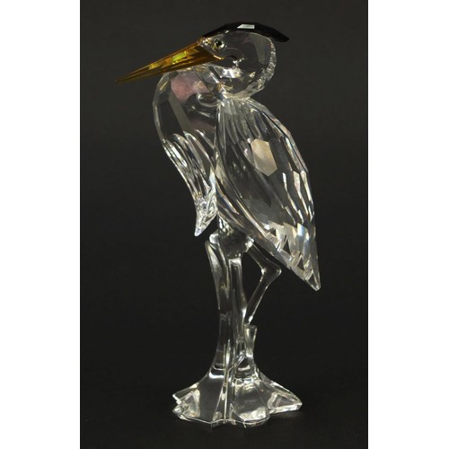 894 - Swarovski crystal heron with box, 15cm high