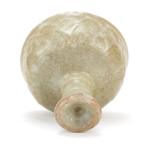 253 - Chinese celadon glaze stem bowl, 11cm high x 13cm in diameter