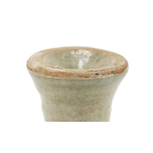 253 - Chinese celadon glaze stem bowl, 11cm high x 13cm in diameter