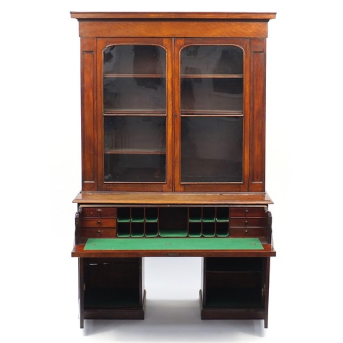 1634 - Victorian mahogany secretaire bookcase, with a pair of glazed doors above a secretaire drawer and a ... 