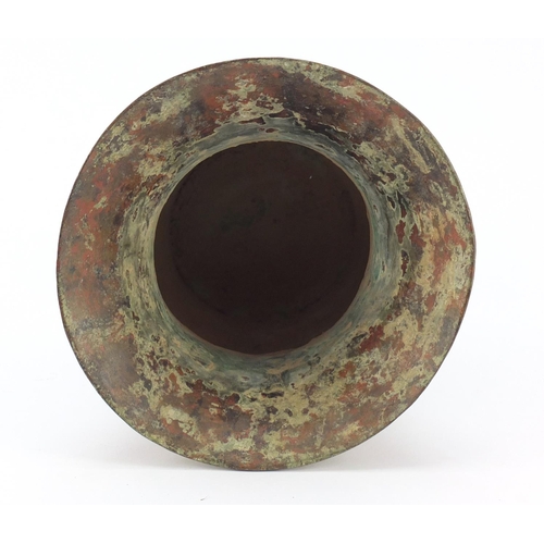 374 - Chinese archaic design patinated bronze vessel with calligraphy, 20cm high