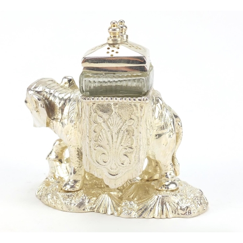 278 - Novelty silver plated cruet in the form of an elephant, 12cm high