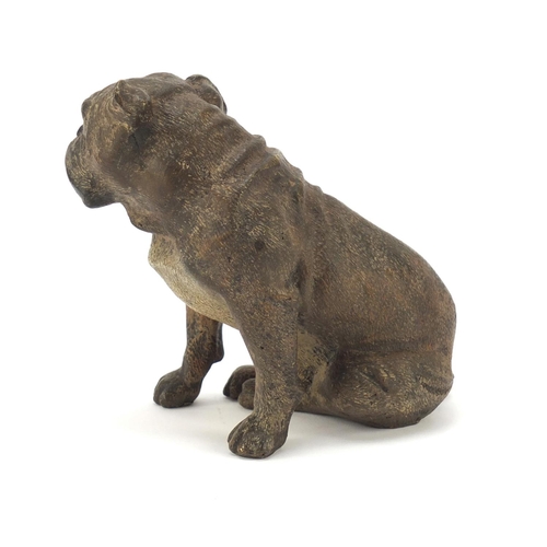 195 - Cold painted bronze seated dog in the style of Franz Xaver Bergmann, 12.5cm high