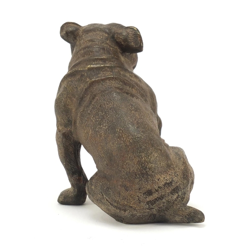 195 - Cold painted bronze seated dog in the style of Franz Xaver Bergmann, 12.5cm high