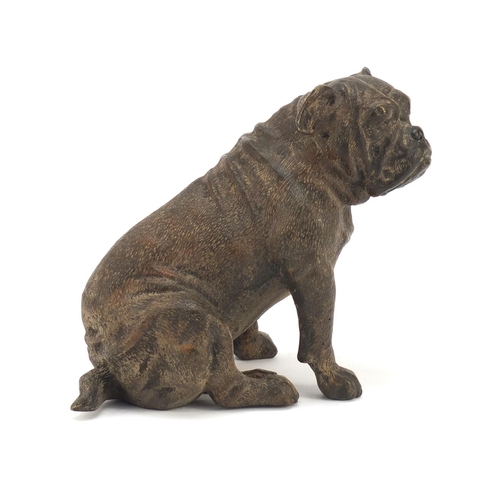 195 - Cold painted bronze seated dog in the style of Franz Xaver Bergmann, 12.5cm high