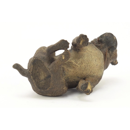 195 - Cold painted bronze seated dog in the style of Franz Xaver Bergmann, 12.5cm high