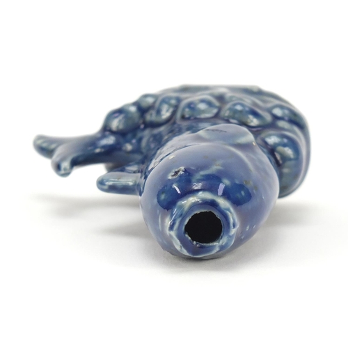 519 - Chinese blue glazed porcelain water dropper in the form of a fish, 7cm high