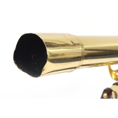 2057 - Floor standing brass telescope with mahogany tripod stand