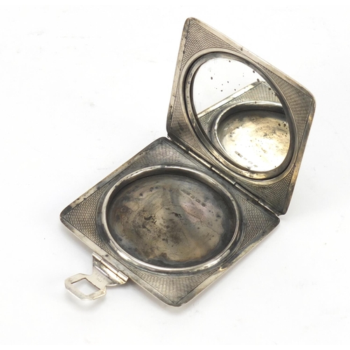 86 - Art Deco silver compact with engine turned decoration, by James Dixon & Son, Birmingham 1933, 7.7cm ... 