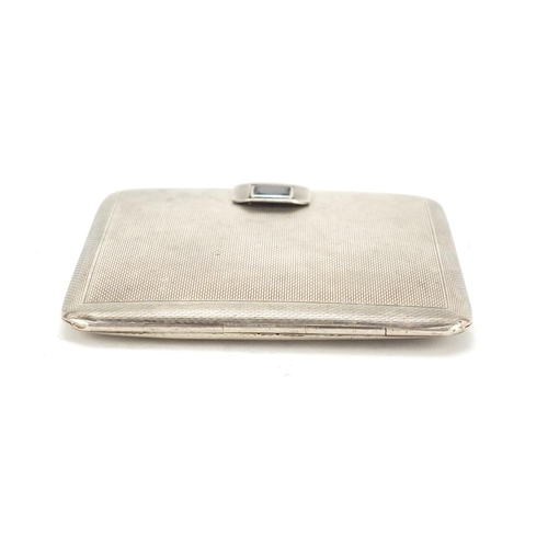 86 - Art Deco silver compact with engine turned decoration, by James Dixon & Son, Birmingham 1933, 7.7cm ... 