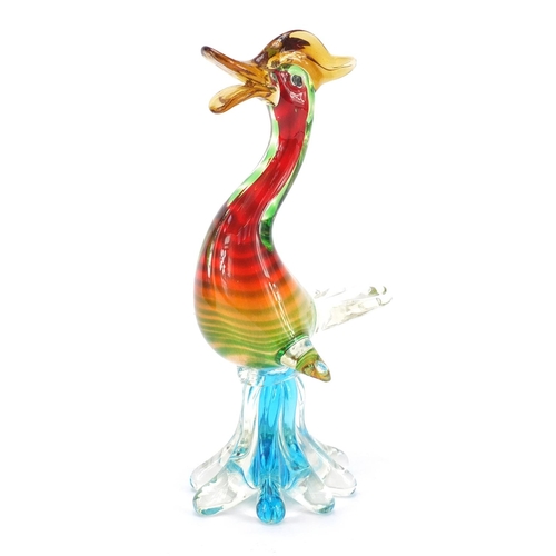 386 - Large Murano colourful glass duck, 31cm high