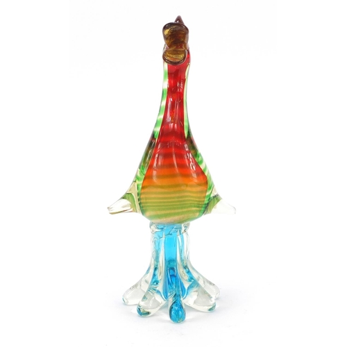 386 - Large Murano colourful glass duck, 31cm high