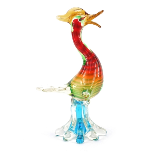 386 - Large Murano colourful glass duck, 31cm high