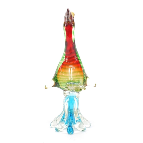 386 - Large Murano colourful glass duck, 31cm high