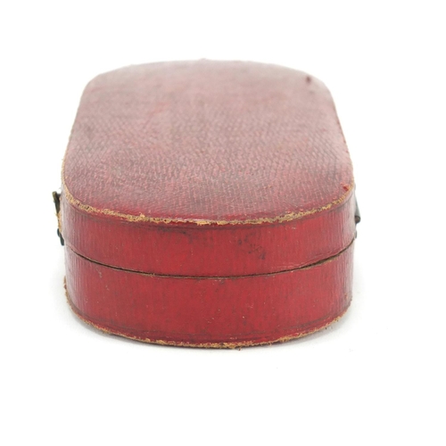 498 - Georgian red leather box with brass mounts, 15.5cm wide