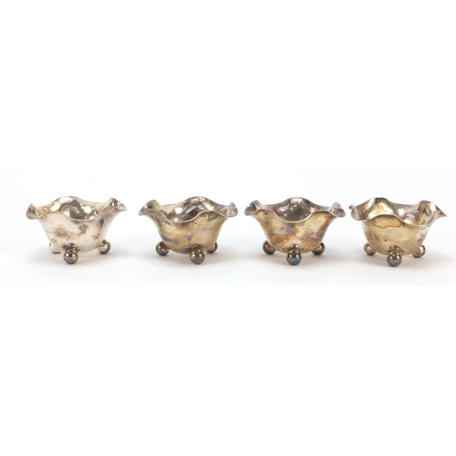 83 - Set of four Victorian silver salts by Fenton Brothers,  housed in a George Edward & Sons velvet and ... 