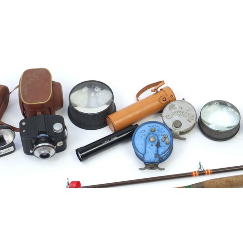 1535 - Sundry items including a Lumex two draw telescope, Agfa camera, split cane fishing rod and Penn Bake... 