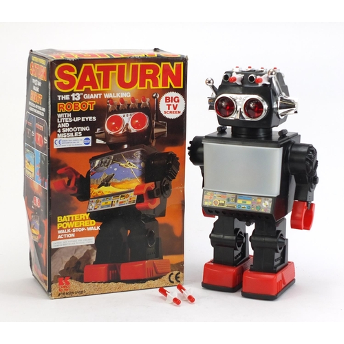 Vintage Saturn giant walking robot with box by Kamco, 29.5cm high