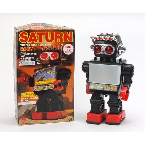 Vintage Saturn giant walking robot with box by Kamco, 29.5cm high