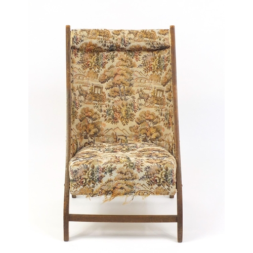 2197 - Vintage mahogany framed nursing chair with needlepoint upholstery, 86cm high