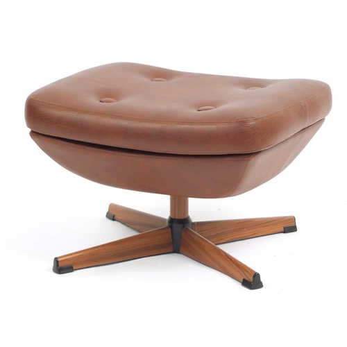 2191 - 1970's Schreiber brown faux leather swivelling footstool, 39cm H x 62cm W x 50cm D