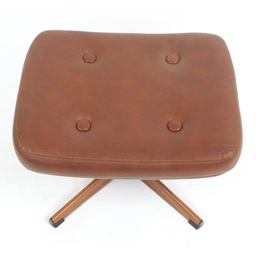 2191 - 1970's Schreiber brown faux leather swivelling footstool, 39cm H x 62cm W x 50cm D