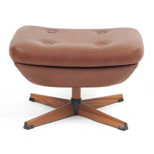 2191 - 1970's Schreiber brown faux leather swivelling footstool, 39cm H x 62cm W x 50cm D