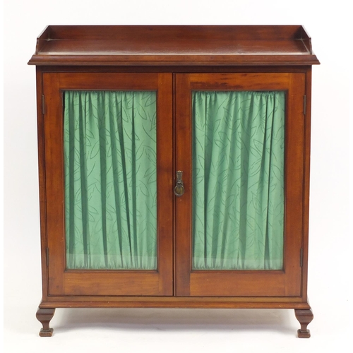 2173 - Victorian mahogany two door cupboard with glazed doors, 106cm H x 96cm W x 38cm D