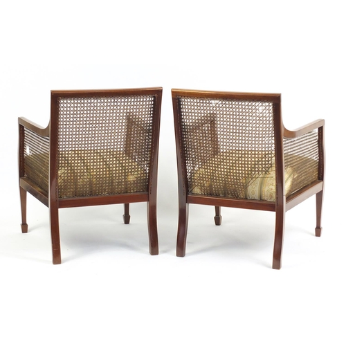 2178 - Pair of mahogany framed Bergère armchairs, 81cm high