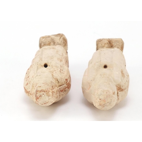 518 - Two Chinese painted pottery figures, presumed to be Tang dynasty with Oxford authentication certific... 