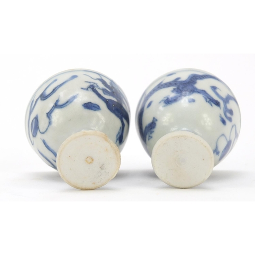 517 - Pair of Chinese blue and white porcelain stem cups from the Hatcher junk with paper labels and Sunda... 