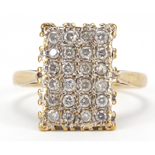50 - 9ct gold diamond cluster ring, size L, 3.2g