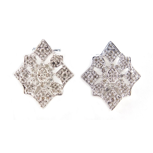 483 - Pair of 9ct white gold diamond earrings, 1.9cm in length, 4.7g