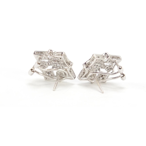 483 - Pair of 9ct white gold diamond earrings, 1.9cm in length, 4.7g