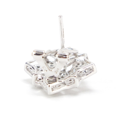 483 - Pair of 9ct white gold diamond earrings, 1.9cm in length, 4.7g