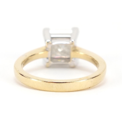 181 - 18ct gold princess cut diamond ring, approximately 2.20 carat, size M, 4.9g