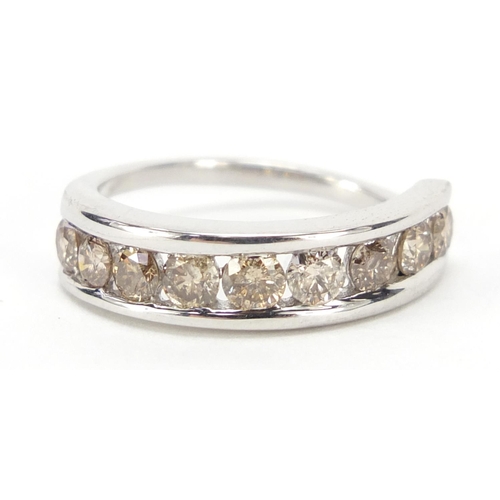 19 - 9ct white gold diamond half eternity ring, size K, 2.6g