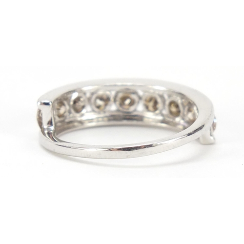 19 - 9ct white gold diamond half eternity ring, size K, 2.6g