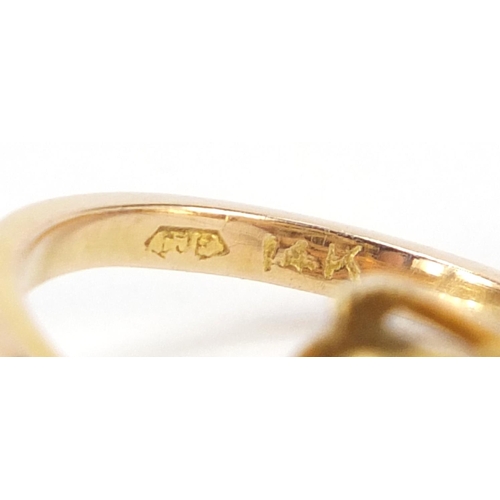 185 - Gold nugget ring with 14K band, size L, 12.0g