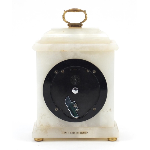 613 - Alabaster Elliott mantle clock with French escapement, retailed by Shorland Fooks of Brighton, 18cm ... 