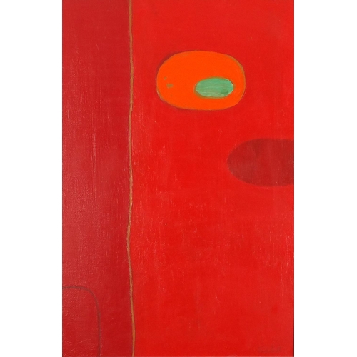 66 - Manner of William Turnball - Abstract composition, oil on board, mounted and framed, 75cm x 49.5cm