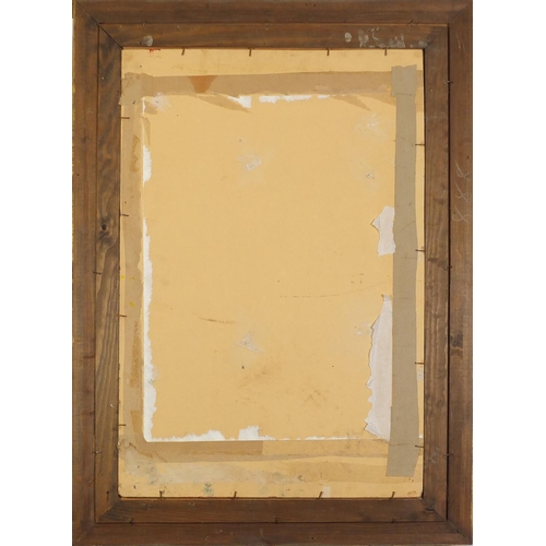 66 - Manner of William Turnball - Abstract composition, oil on board, mounted and framed, 75cm x 49.5cm