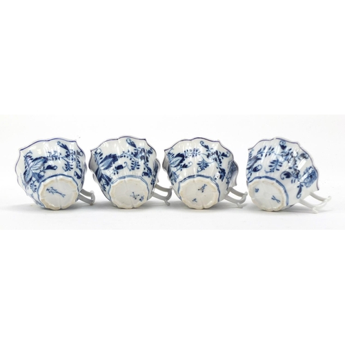 462 - Eight Meissen coffee cups and saucers, hand painted in the Blue Onion pattern, crossed sword marks t... 